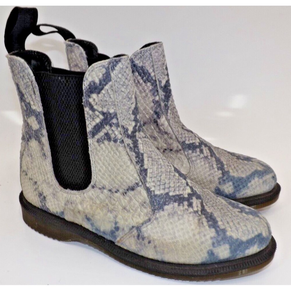 Dr. Martens Flora Faux Snake Print Chelsea Ankle Leather Boots Women's US Size 6